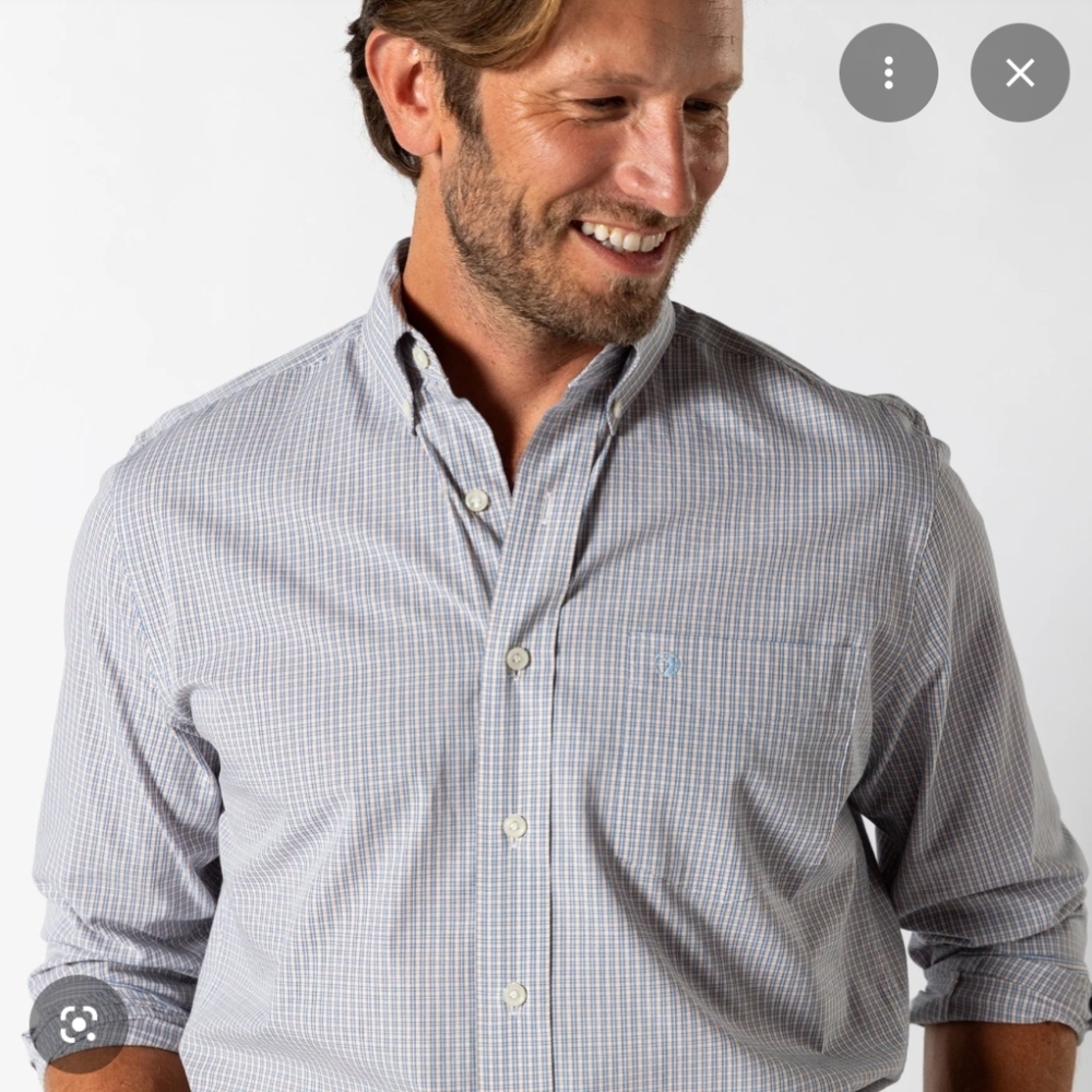 NWT Mens Duck Head Cotton Poplin Sport Shirt | Ferry Plaid | Pastel Blue